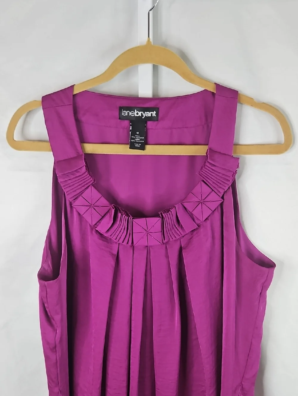 Lane Bryant Magenta Pleated Neck Midi Dress Size 18 - Picture 3 of 8